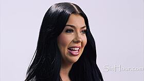 Thick pornstar Holly Day fingers herself in interview!