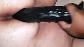 Big ass amateur bbw riding big black dildo