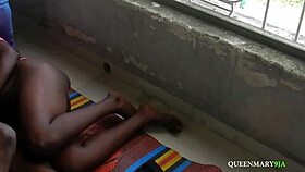 Passionate outdoor threesome with ebony mature woman feeling intense orgasms from big cocks while people pass by