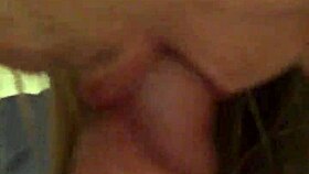 blonde gives casual blowjob in everyday scene