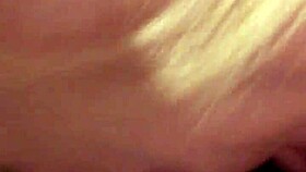 blonde gives casual blowjob in everyday scene