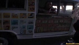 why is busty crista licking that popsicle before fucking in the van?