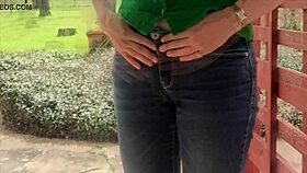 On St. Patrick's Day, She Changes Clothes And Soaks Her Jeans Outdoors