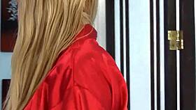 The masseuse in heels massages the babe's big cock with blowjob and handjob during 69.