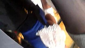 a glimpse under the nylon skirt revealing panties