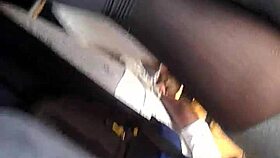 a glimpse under the nylon skirt revealing panties