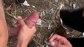 Orgy with four big-cocked twinks in the bush