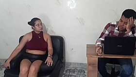 secretary begs for raise with doggystyle fuck