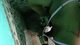 Indian girl tabassum relaxes nude in bathroom