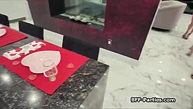 Girlfriends share cock on Valentine's.