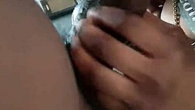 Tiny Tits Ebony Whore Licks Cumshot Off Wet Natural Tits!