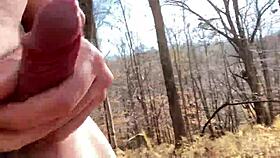 getting naked and ripping clothes for outdoor cumshot fun 😏