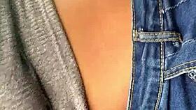 perfect latina tits displayed in public car setting