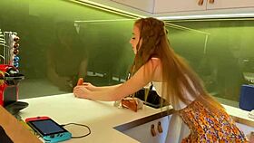 Redhead Lya Shows Shaved Pussy to Friend Leon Lambert in Homemade Voyeur