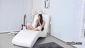 Sweet kitten gives blowjob in POV.