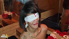 Latina Brunette Morena Gives Blowjob To Will's Giant Cock In Lingerie