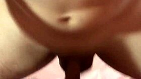 latina gets balls deep fucking in missionary pov with big cock gaping her wet pussy