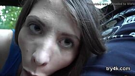 Sweet kitten gives blowjob in POV.