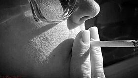 i'm behind the scenes with karina, the stunning french model. her chubby, hairy charm captivates me.