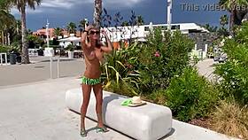 wow, monika fox struts naked by yachts, just a hat and huge boobs!