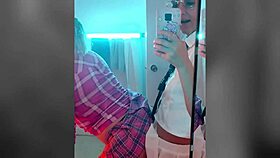 Pegging Him in Chastity and Making Him Piss