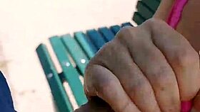 My husband takes me to the playground for a public blowjob