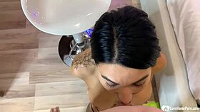 Stepmom Kneels to Suck My Hard Cock Before Fucking