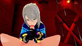 samus aran pumped full of cum in metroid hentai 😉