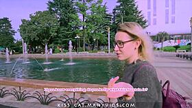 18 Babe Flashes Tits And Pussy Close-Up In Central Park.