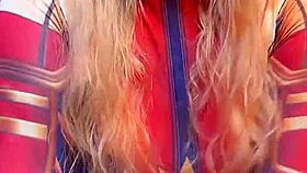 Captain Marvel Rides Ebony Dildo Hard