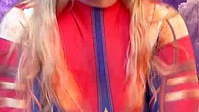 Captain Marvel Rides Ebony Dildo Hard