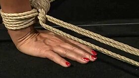 i'm blindfolded in cage, bound and masked, serving master with pissing and fishnets on