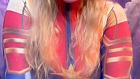 Captain Marvel Rides Ebony Dildo Hard