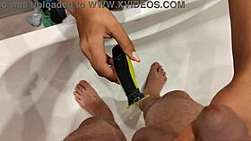 My sexy wife’s new job involves shaving penis and giving handjobs to clients. It’s wild seeing her handle monster cocks at home!