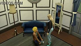 naruto trata de seducir a tsunade y no puede sasuke esta follandose a sakura en el comedor sexo anal como a ella le gusta le termina adentro