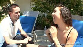 Latina teen Kimberly craves her friend's cock bent over outdoors