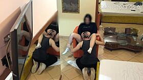 cam caught university friend eating hot brunette's shaved pussy outdoors