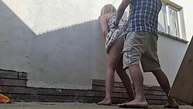 Intimate Outdoor Fucking Behind Restroom at Bed and Breakfast. Passionate Public Encounter.