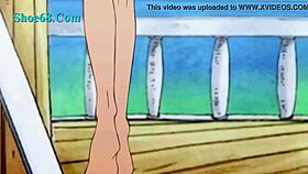 Nami takes on two boys in this hentai scene