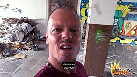 Tattooed MILF Adrienne Gets Cunilingus And Fucks Stranger In Abandoned Building!