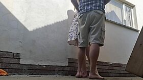 Intimate Outdoor Fucking Behind Restroom at Bed and Breakfast. Passionate Public Encounter.