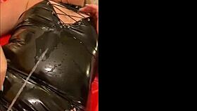 Wet latex play in bed with my master, part 1