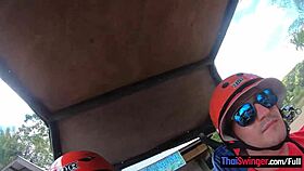 Thai girlfriend blows and fucks monster cock after ATV tour