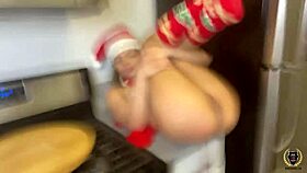 destiny in christmas outfit gets dicked by rome on kitchen counter