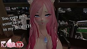 Catgirl bounces eagerly, pleading for more cum as she gets covered