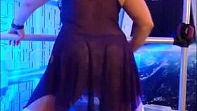 hotwife steffi's pussy dance in purple chemise with dildo