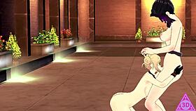 Toga shinobu a futanari babe enjoys halloween hentai with big tits and cock.