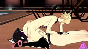 Toga shinobu a futanari babe enjoys halloween hentai with big tits and cock.