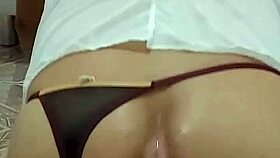 Gay Guy with Nice Ass Wears Panties and Fucks with XL Dildo.