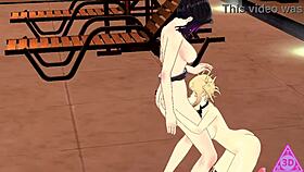 Toga shinobu a futanari babe enjoys halloween hentai with big tits and cock.